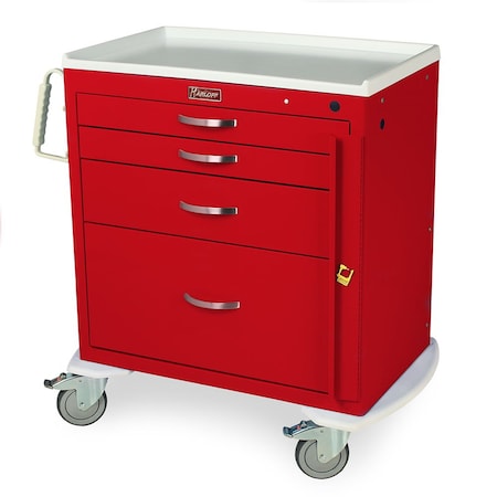 Harloff Short Emergency Crash Cart, Standard Width, Four Drawers, Breakaway Lock MDS3024B14